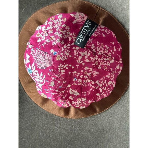 Christys Crown Collection Fedora Wide Brim Brown Wool Floppy Hat W/ Ribbon Accen - Picture 9 of 9